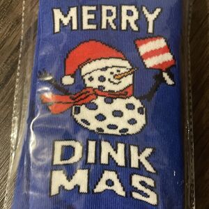 Merry Dink Mas Pickleball Socks  Funny Gift Unisex NWT Crew Socks Derpy Snowman